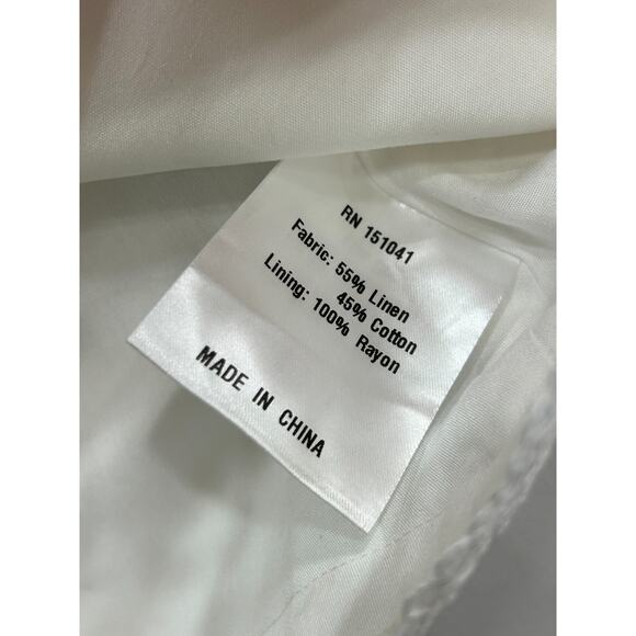 Kourt Women's Odette White Lace Trim Tie-Front Linen Blend Crop Top Size 6 NWOT - Picture 11 of 14